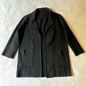 JCrew charcoal gray cotton merino wool cardigan.